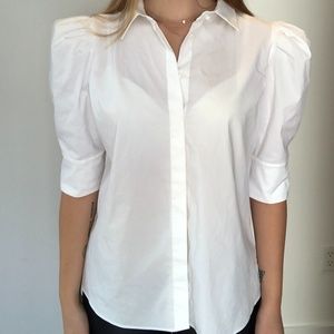Alice + Olivia white dress shirt with puffy sleeves